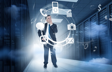 Poster - Businessman thinking about many applicationa