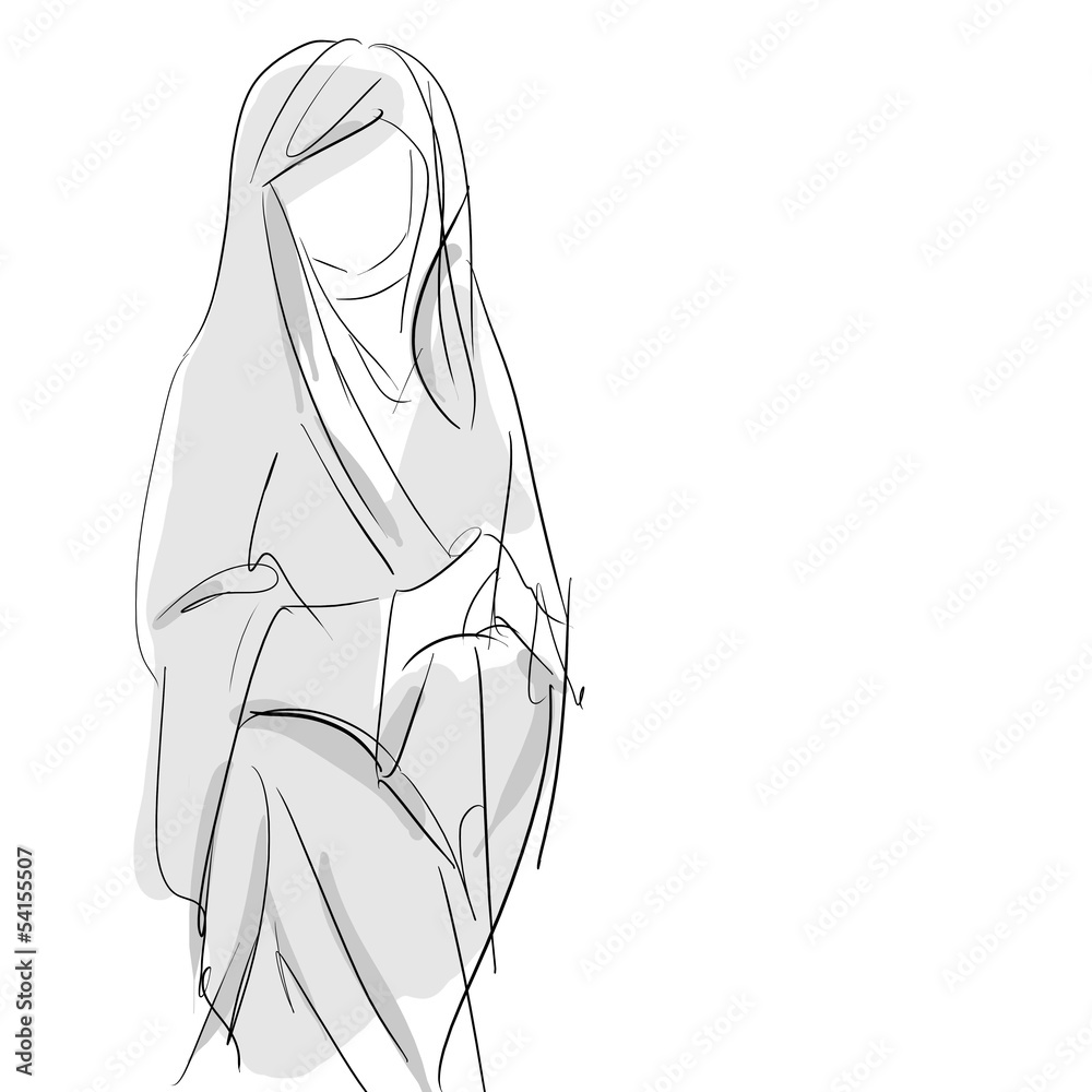 Blessed virgin mary, hand drawing sketch - obrazy, fototapety, plakaty 