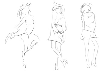 Wall Mural - Concept women fashion sketch, collection set