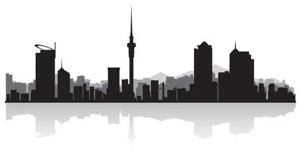 Fototapete - Auckland city skyline vector silhouette
