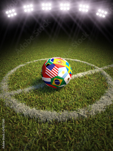 Naklejka na meble Soccer ball on field with participating countries