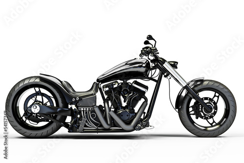 Foto-Doppelrollo - Custom black motorcycle side view on a white background (von Digital Storm)