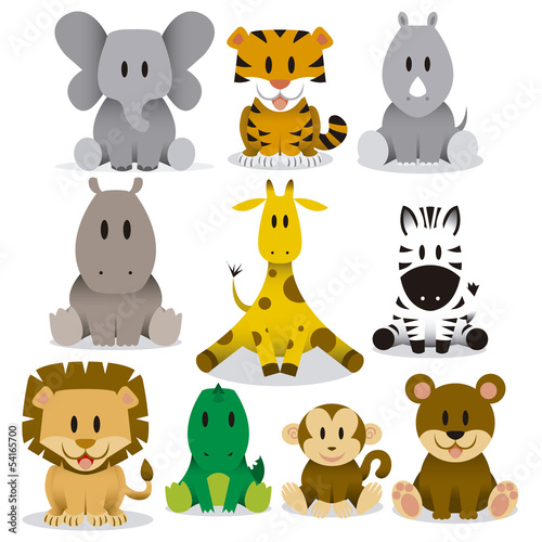 Obraz w ramie Cute Animals Vector Set