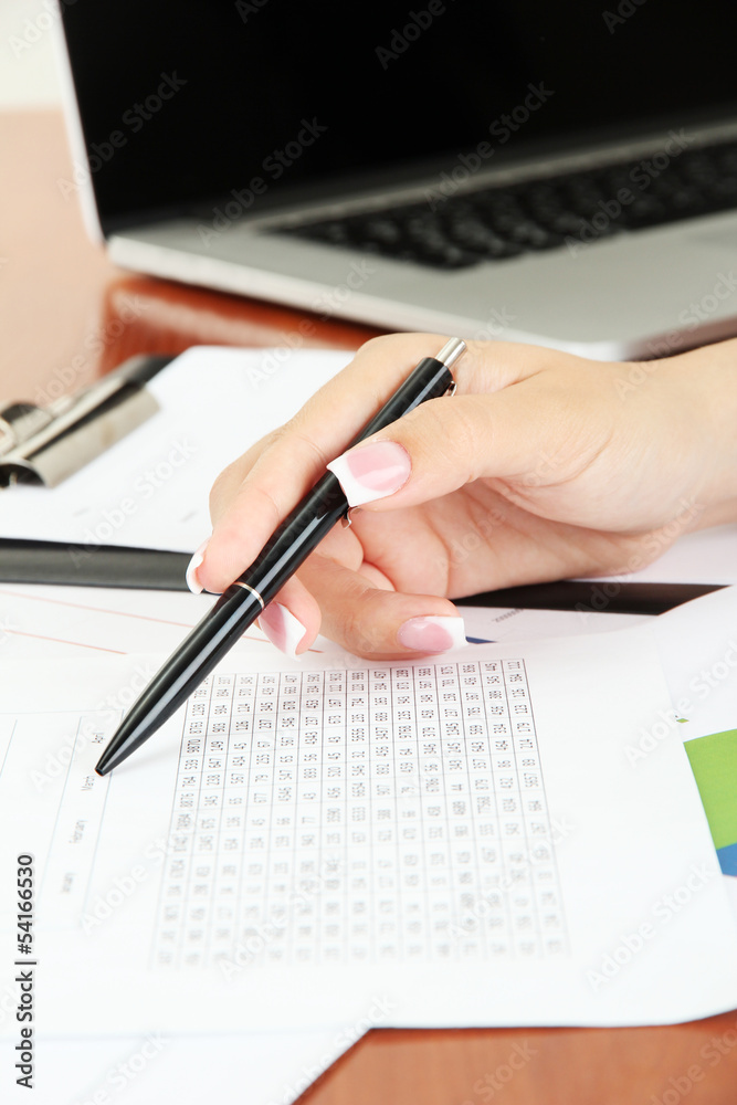 Close up of business people hands during teamwork