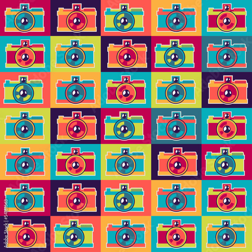 Fototapeta dla dzieci Seamless pattern in retro style with cameras.