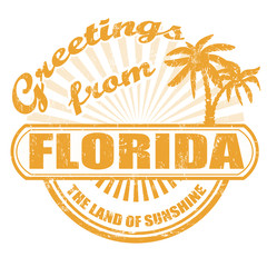 Wall Mural - Greetings from Florida stamp