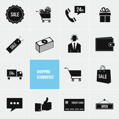 Poster - Shopping and Ecommerce Vector Icons Set