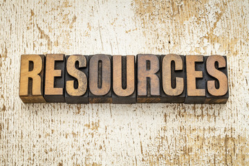 Wall Mural - resources word in wood type