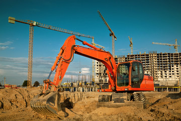 excavator on construction site