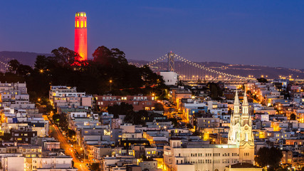 Canvas Print - Coit Tower and St. Peter and Paul Church