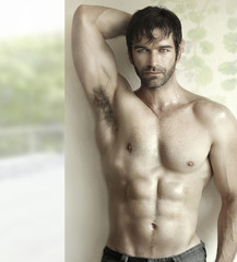 Wall Mural - Hot guy with abs