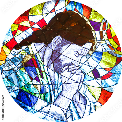 Naklejka ścienna Stained glass showing Jesus praying