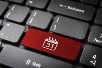 Wall Mural - red calendar keyboard key, business background