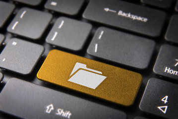 Wall Mural - gold folder keyboard key, business background