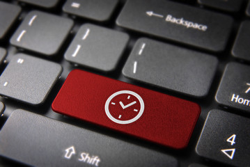 Wall Mural - red clock keyboard key, business background