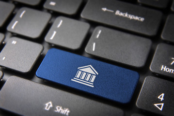 Wall Mural - blue college keyboard key, education background