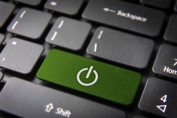Wall Mural - green power on keyboard key, technology background