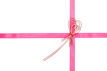 Pink Ribbon Bow On White Background