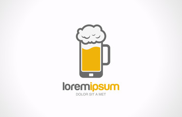 Poster - Mobile beer glass pub logo design. Bar cafe creative concept