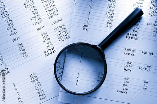 Cuadros en Lienzo Operating budget and magnifying glass