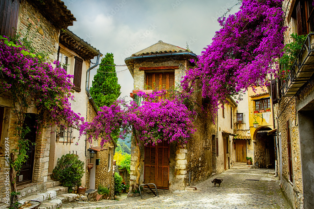 art beautiful old town of Provence - obrazy, fototapety, plakaty 