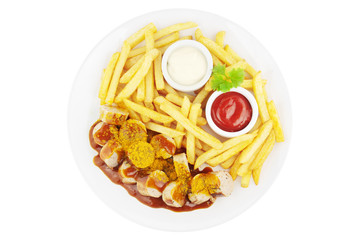 Wall Mural - Currywurst und Pommes