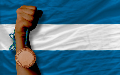 Poster - Bronze medal for sport and  national flag of el salvador