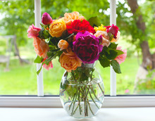 Large Vase With Colorful Roses