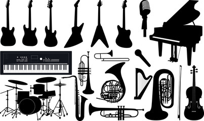 music instruments vector illustrations