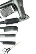 © Africa Studio - Comb brushes, hairdryer and cutting shears, isolated on white