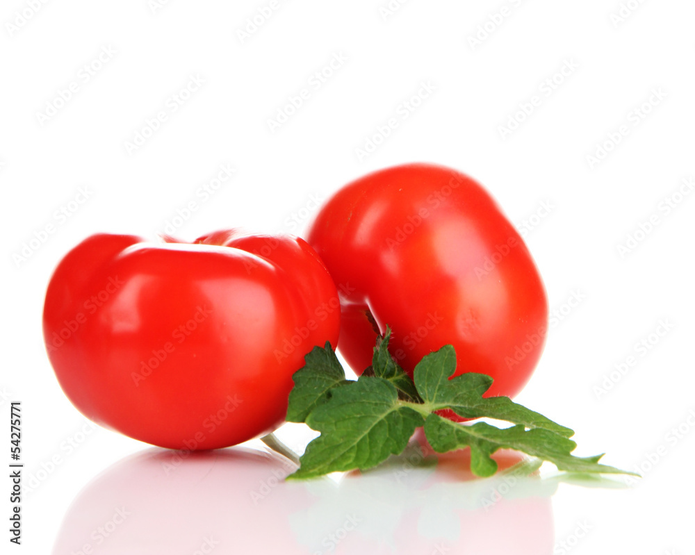 Ripe tomatoes isolated on white