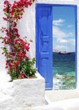 Fototapeta  - Traditional greek door on Mykonos island, Greece