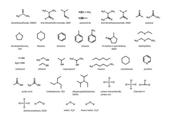 Wall Mural - Common organic solvents: DMSO, DMF, acetone, ...