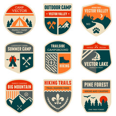 Wall Mural - retro camp badges