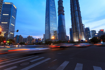 Canvas Print - Shanghai city car light trails