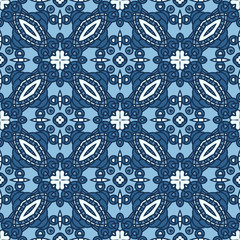 Poster - Seamless Blue Retro Pattern Background