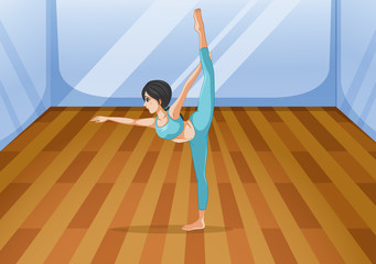 Poster - A girl performing yoga inside the studio