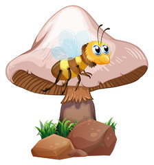 Sticker - A bee beside the mushroom