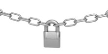 Padlock And Chain On A White Background