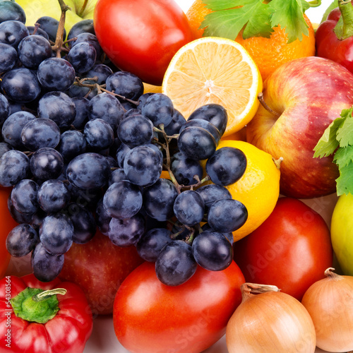 Nowoczesny obraz na płótnie bright background of bright fruit and vegetables