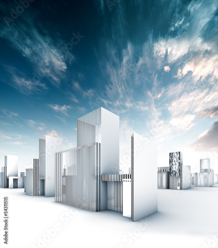 Fotomural proyecto de ciudad.Contruccion moderna