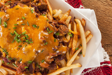 Unhealthy Messy Chili Cheese Fries