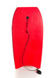 Red boogie board on a white background