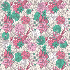 Aufkleber - Seamless floral pattern