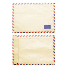 Vintage Air Mail Envelope Front And Back View Isolated On White