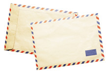 Vintage Air Mail Envelope Front And Back View Isolated On White