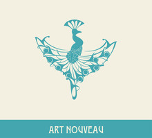 Peacock. Design Element In Art Nouveau Style