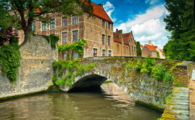 Wall Mural - Houses along the canals of Brugge or Bruges, Belgium