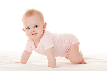 Wall Mural - Baby on the white bed