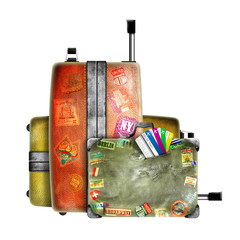 Wall Mural - site of two large bags and suitcases in labels